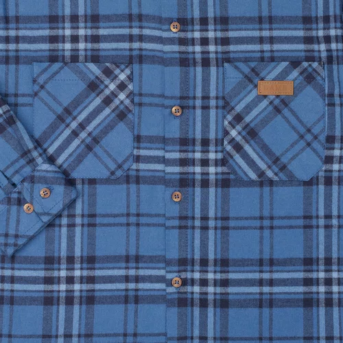 Camisa Xadrez Flanelada Azul Denim Classic Dame