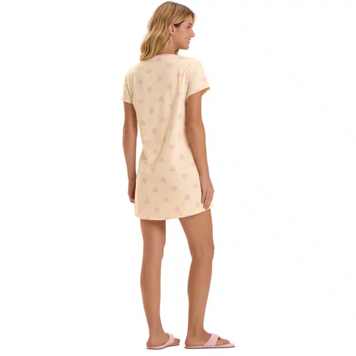 Camisão Curto Amarelo Corações Cor Com Amor