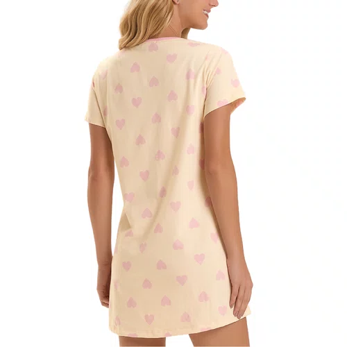 Camisão Curto Amarelo Corações Cor Com Amor