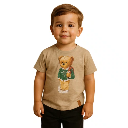 Camiseta Algodão Teddy Bege Estudante Dame