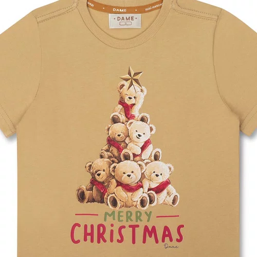 Camiseta Algodão Teddy Natal Bege Dame