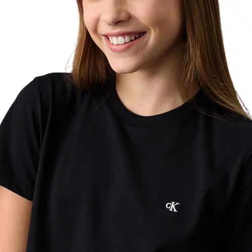 Camiseta Cropped Logo Bordado Preto Calvin Klein