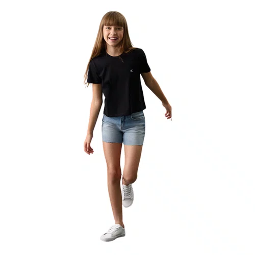 Camiseta Cropped Logo Bordado Preto Calvin Klein