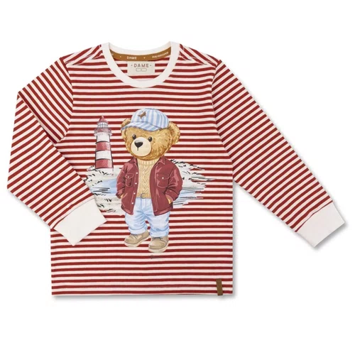 Camiseta Infantil Algodão Listrada Navy Teddy Farol Dame