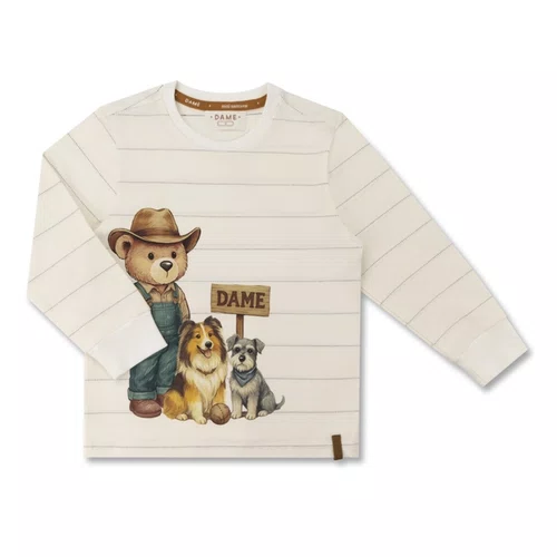 Camiseta Infantil Algodão Pima Listrada Teddy Cães Dame