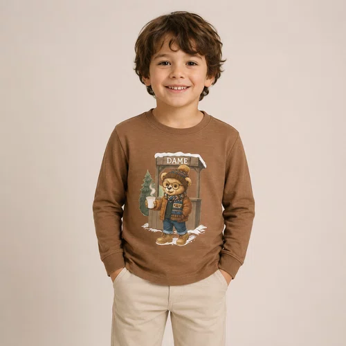 Camiseta Infantil Algodão Teddy Cofee Dame