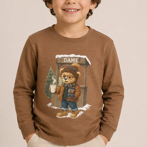 Camiseta Infantil Algodão Teddy Cofee Dame