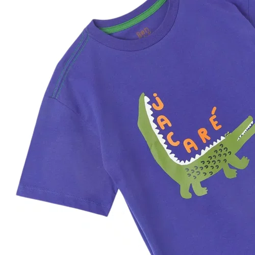 Camiseta Manga Curta Silk Jacare Azul Bento