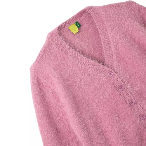 Cardigan Pelinho Cropped Rosa Algodão Farm Futura