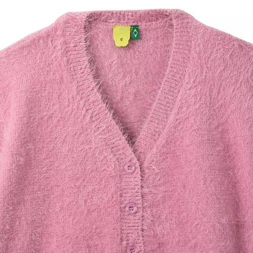 Cardigan Pelinho Cropped Rosa Algodão Farm Futura