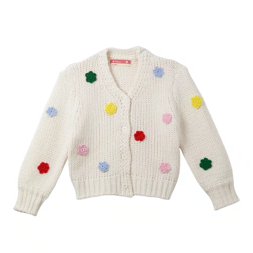 Cardigan Tricot Floral Colorido Fábula