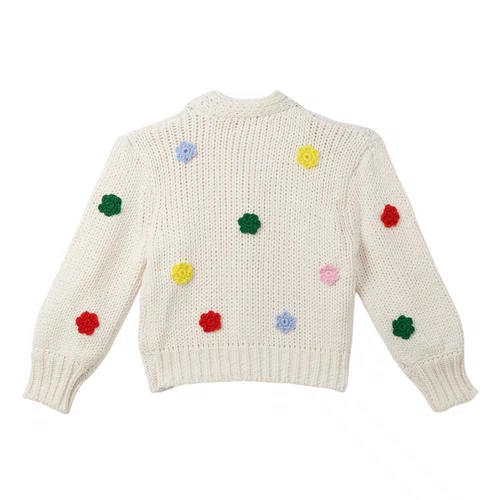 Cardigan Tricot Floral Colorido Fábula