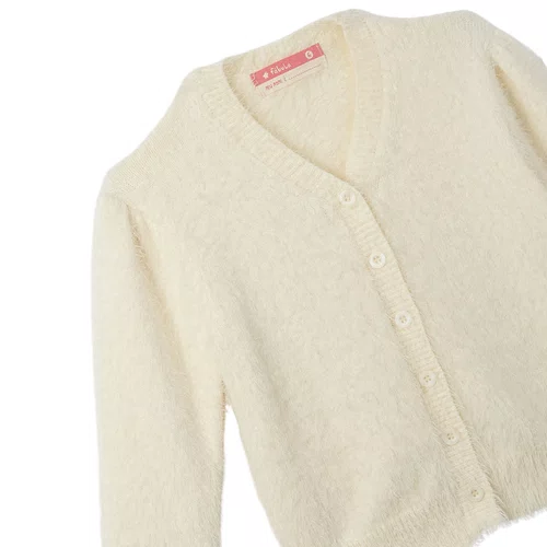 Cardigan Tricot Pelinho Off Fábula