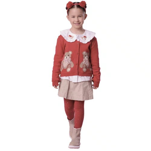 Cardigan Tricot Ursinhas Vermelho Bordado Pituchinhus