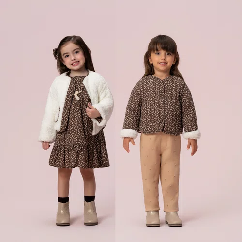 Casaco Dupla Face Ted Off e Liberty Marrom Petit Cherie