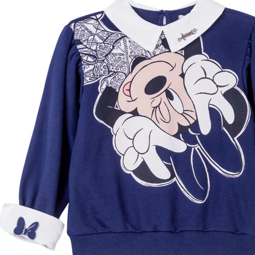 Casaco Moletom Azul Com Gola Minnie Anime