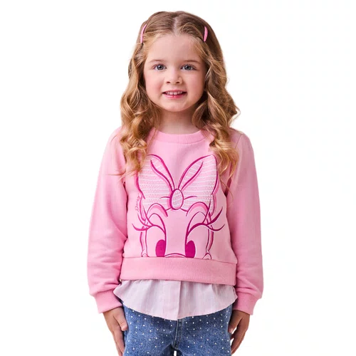 Casaco Moletom Daisy Rosa Camisa Momi