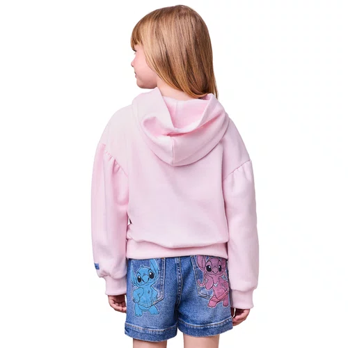 Casaco Moletom Disney Rosa Cha Stitch Anime