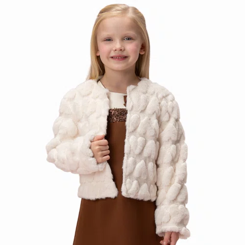 Casaco Pele Corações Off White Petit Cherie