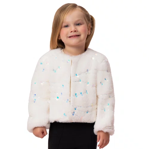Casaco Pele Off White com Paetês Petit Cherie