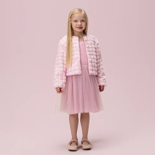 Casaco Pele Rosa Algodão Doce Petit Cherie