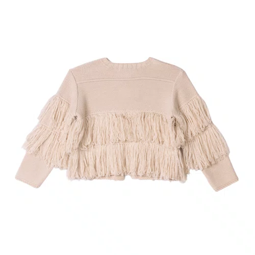 Casaco Tricot Franjas Cru Anime