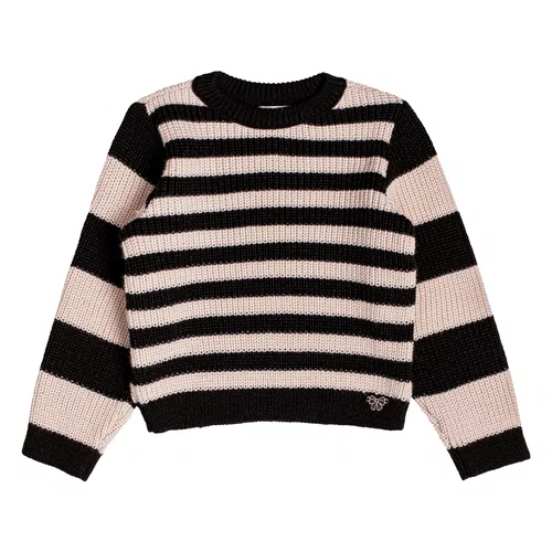 Casaco Tricot Listrado Preto Bege Momi