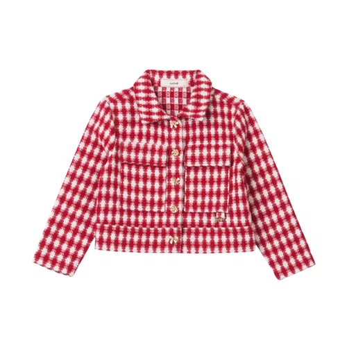 Casaco Tweed Xadrez Vermelho e Off Anime