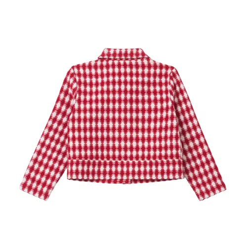 Casaco Tweed Xadrez Vermelho e Off Anime