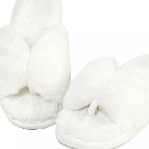 Chinelo Pantufa Pelinho Branco Comfy Cor Com Amor