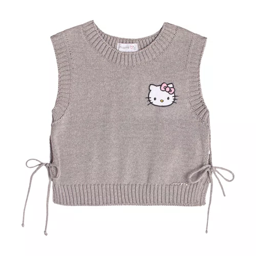 Colete de Tricot Hello Kitty Cinza Claro Momi