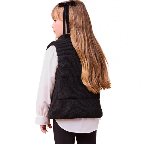 Colete Puffer Com Tricot Preto Anime