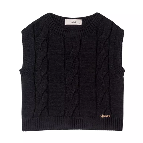 Colete Pullover Tricot Preto Anime