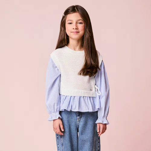 Colete Tricot Off Camisa Listras Momi