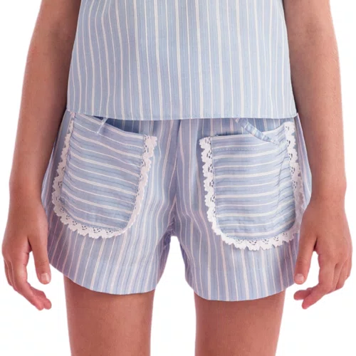 Conjunto Alça Listrinha Azul Claro Petit Cherie