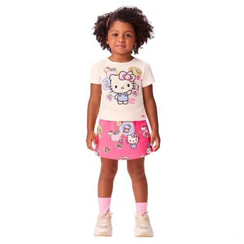 Conjunto Blusa e Shorts Hello Kitty Frutas Neon
