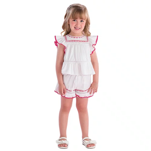 Conjunto Branco e Vermelho Lacinhos Petit Cherie