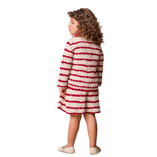 Conjunto Camisa Tricot Bege e Veremelho Anime