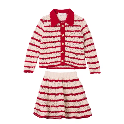 Conjunto Camisa Tricot Bege e Veremelho Anime