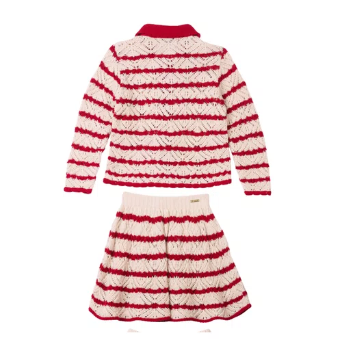 Conjunto Camisa Tricot Bege e Veremelho Anime