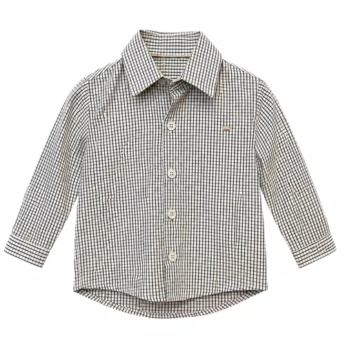 Conjunto Camisa Xadrezinho e Bermuda Bege Giverny Primo Bambino