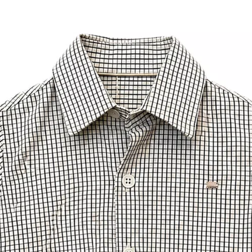 Conjunto Camisa Xadrezinho e Bermuda Bege Giverny Primo Bambino
