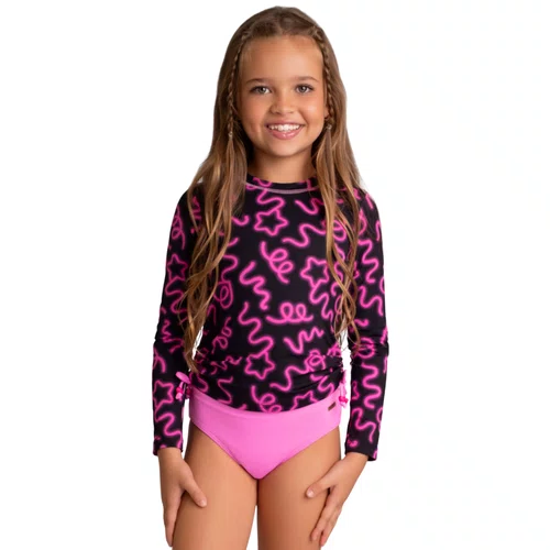 Conjunto Camiseta Calcinha Fitas Neon Pink Dedeka
