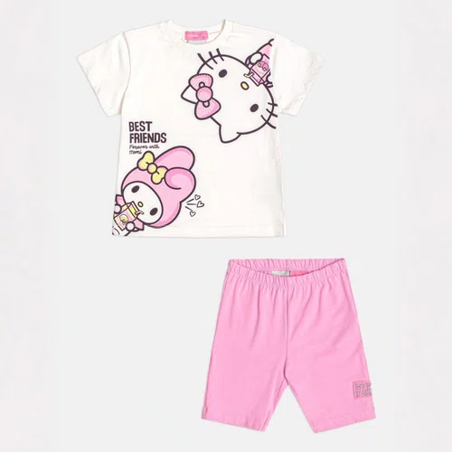 Conjunto Ciclista Hello Kitty e My Melody Rosa Momi