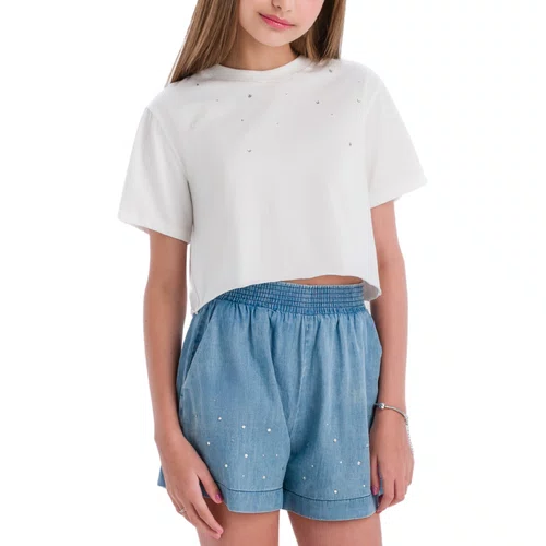 Conjunto Classico Jeans White Strass Vanilla Cream