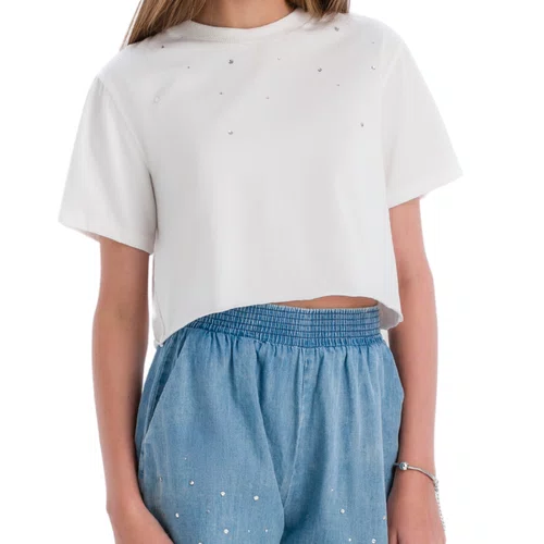 Conjunto Classico Jeans White Strass Vanilla Cream