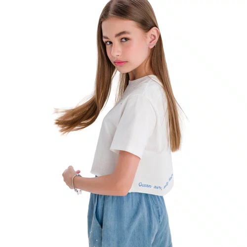Conjunto Classico Jeans White Strass Vanilla Cream