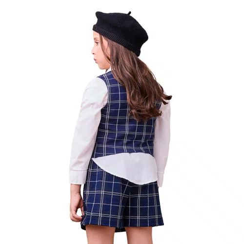 Conjunto Colete Xadrez Marinho Classic Anime