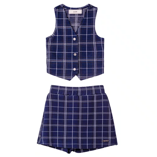 Conjunto Colete Xadrez Marinho Classic Anime