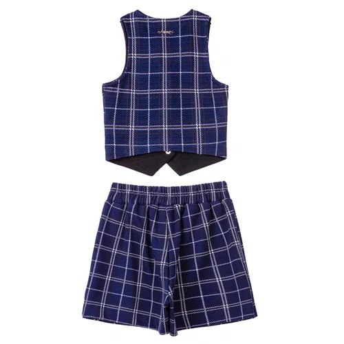 Conjunto Colete Xadrez Marinho Classic Anime
